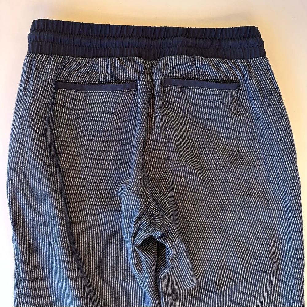 ATHLETA Bali 100% Linen Pull On Pants Womens Size 4 Navy Stripe Nautical Coastal - Picture 7 of 15